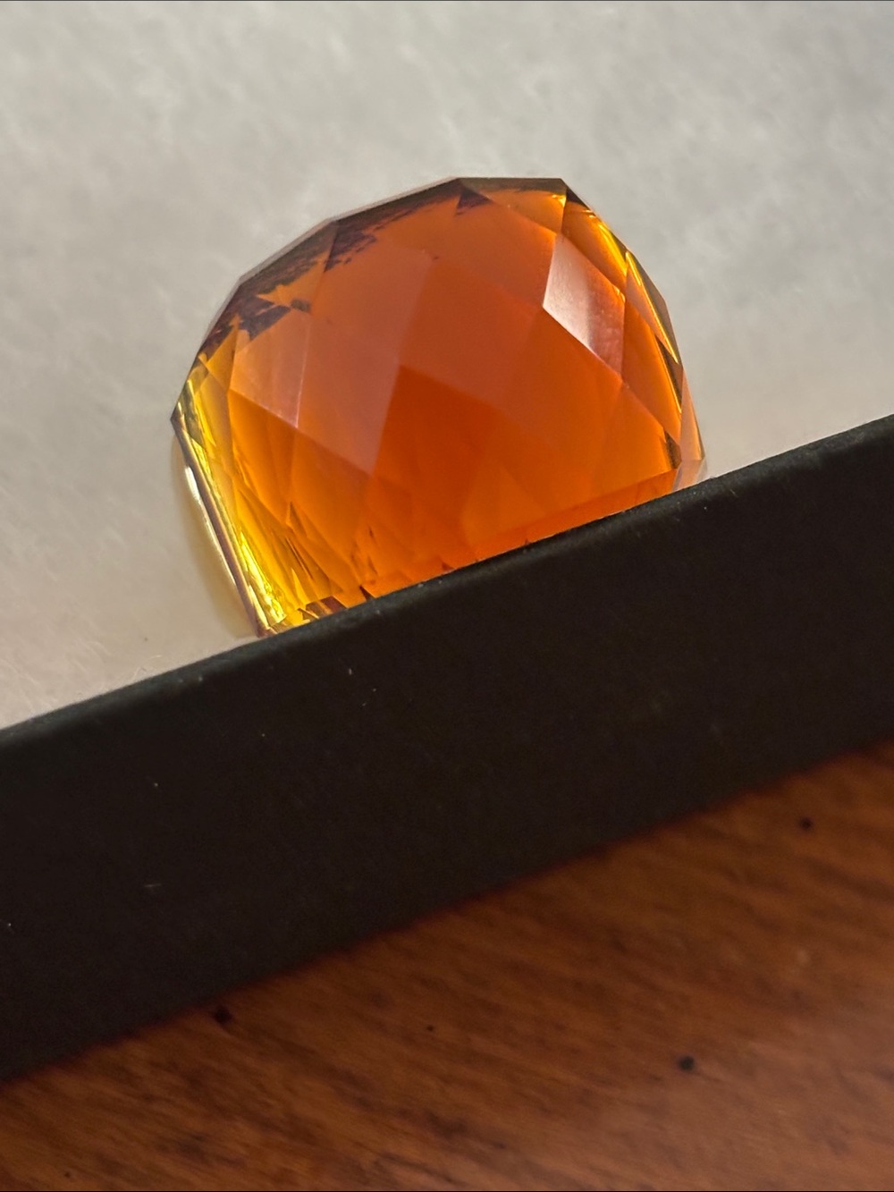 Faceted Amber-Brown Statement Ring in Gold-Tone Band size 10 - Picture 6 of 6
